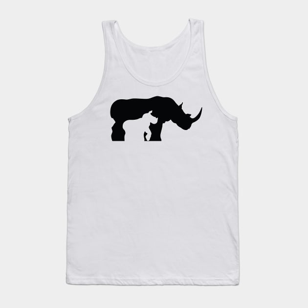 Black and White Rhino Tank Top by SakuraDragon